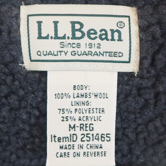 LL Bean Men Size M Sweater Zip Front Vest Cardigan Gray 100% Lambs Wool Knit - Picture 3 of 9